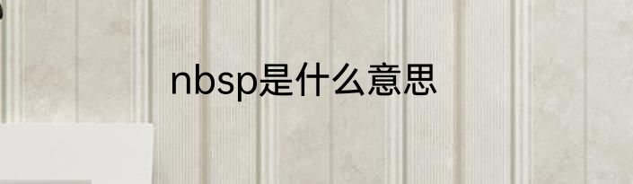 nbsp是什么意思