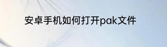安卓手机如何打开pak文件