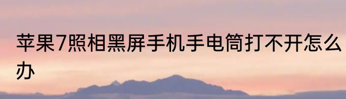 苹果7照相黑屏手机手电筒打不开怎么办