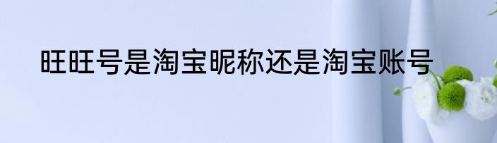 旺旺号是淘宝昵称还是淘宝账号