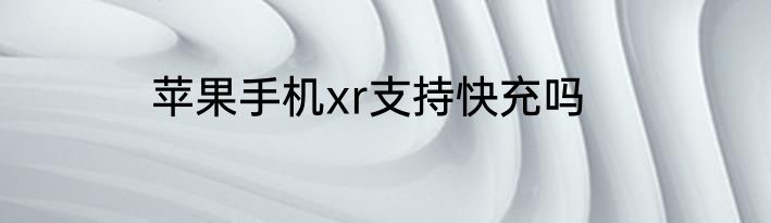 苹果手机xr支持快充吗