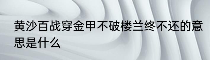 黄沙百战穿金甲不破楼兰终不还的意思是什么