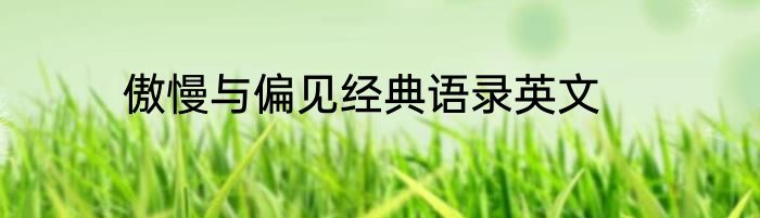 傲慢与偏见经典语录英文
