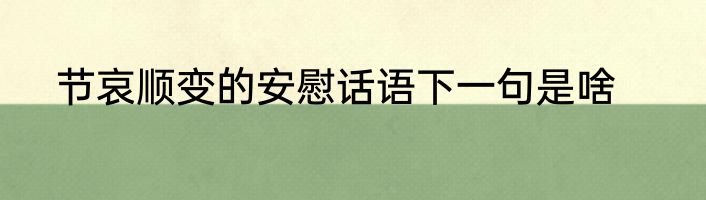 节哀顺变的安慰话语下一句是啥