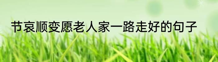 节哀顺变愿老人家一路走好的句子