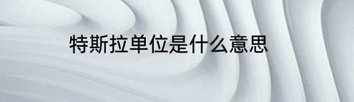 特斯拉单位是什么意思