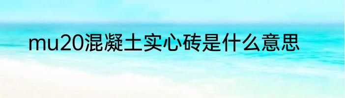 mu20混凝土实心砖是什么意思