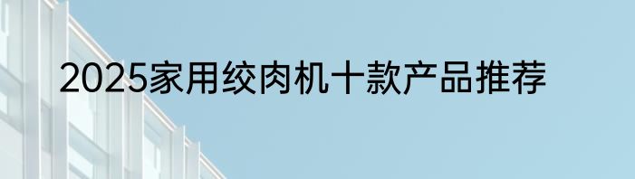 2025家用绞肉机十款产品推荐
