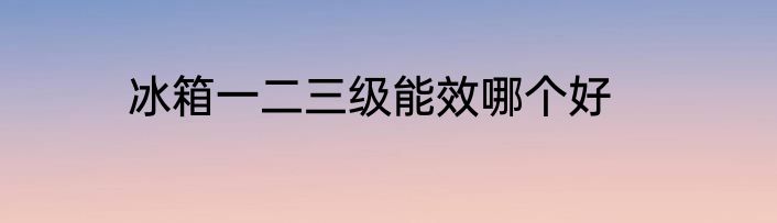 冰箱一二三级能效哪个好