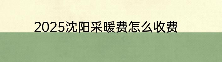 2025沈阳采暖费怎么收费