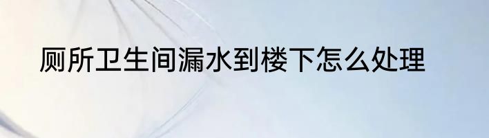 厕所卫生间漏水到楼下怎么处理