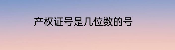 产权证号是几位数的号
