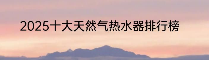 2025十大天然气热水器排行榜
