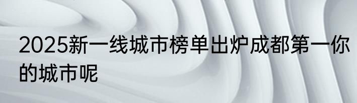 2025新一线城市榜单出炉成都第一你的城市呢