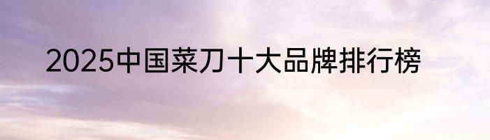 2025中国菜刀十大品牌排行榜