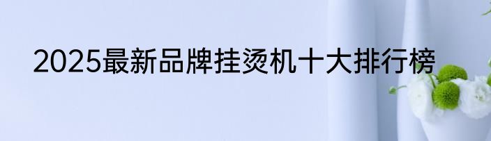 2025最新品牌挂烫机十大排行榜