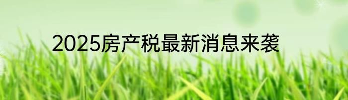 2025房产税最新消息来袭