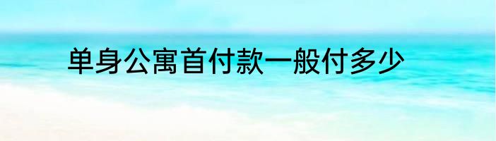 单身公寓首付款一般付多少