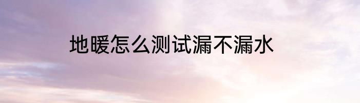 地暖怎么测试漏不漏水