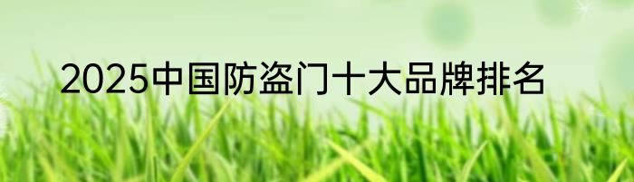 2025中国防盗门十大品牌排名