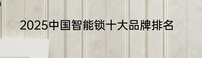 2025中国智能锁十大品牌排名