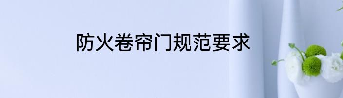 防火卷帘门规范要求