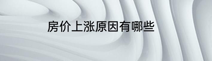房价上涨原因有哪些