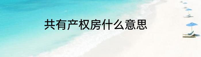 共有产权房什么意思