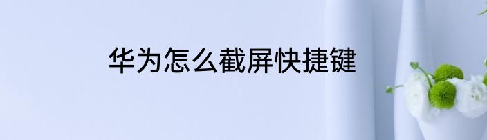 华为怎么截屏快捷键