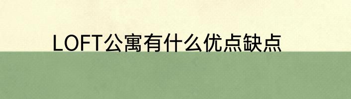 LOFT公寓有什么优点缺点