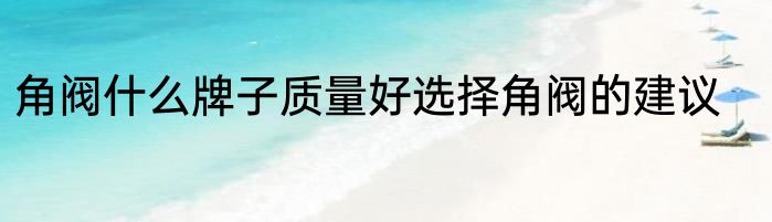 角阀什么牌子质量好选择角阀的建议
