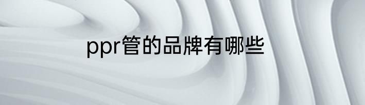 ppr管的品牌有哪些