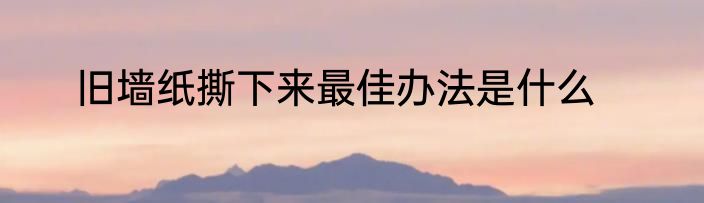 旧墙纸撕下来最佳办法是什么