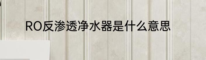 RO反渗透净水器是什么意思