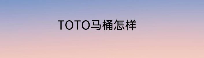 TOTO马桶怎样