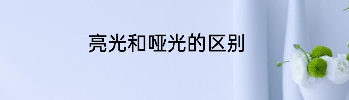 亮光和哑光的区别