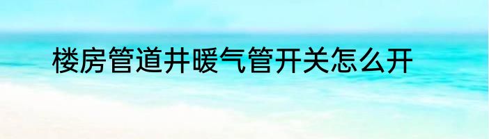 楼房管道井暖气管开关怎么开