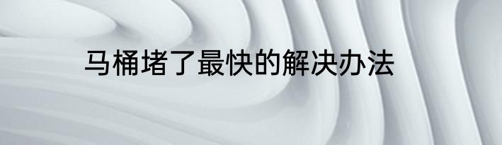 马桶堵了最快的解决办法