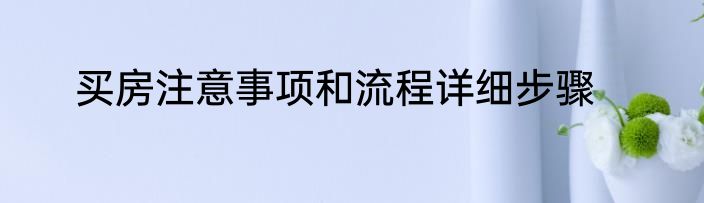 买房注意事项和流程详细步骤