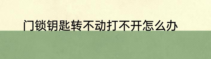 门锁钥匙转不动打不开怎么办