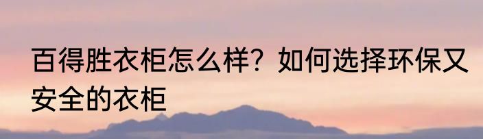 百得胜衣柜怎么样？如何选择环保又安全的衣柜