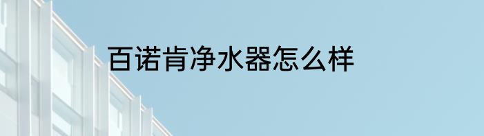 百诺肯净水器怎么样