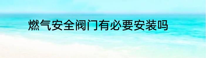 燃气安全阀门有必要安装吗