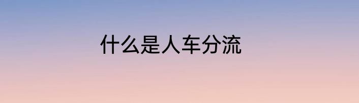 什么是人车分流