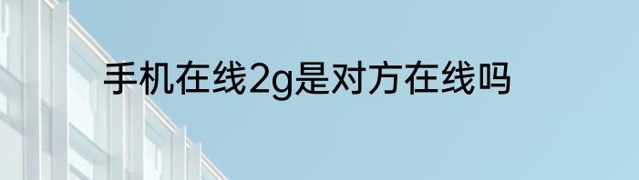 手机在线2g是对方在线吗