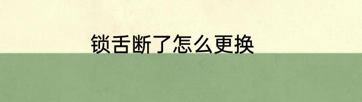 锁舌断了怎么更换