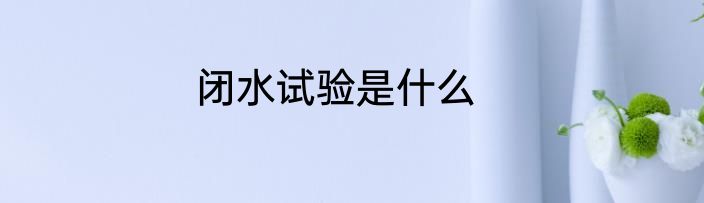 闭水试验是什么