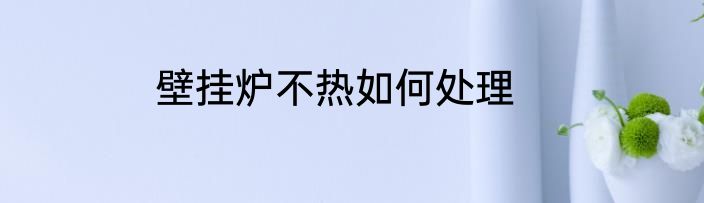 壁挂炉不热如何处理