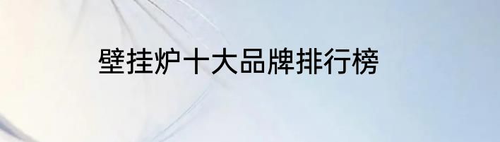 壁挂炉十大品牌排行榜