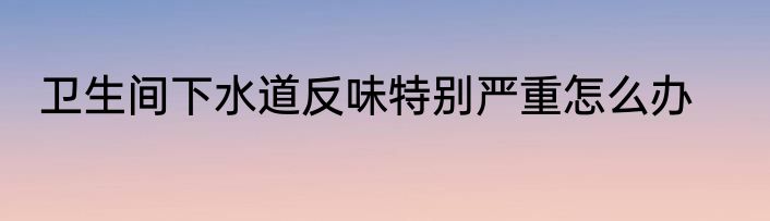 卫生间下水道反味特别严重怎么办